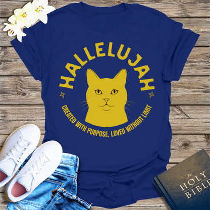 Hallelujah Cat T-Shirt - Navy