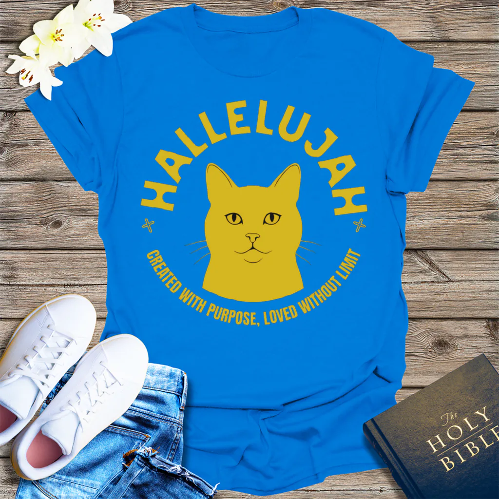 Hallelujah Cat T-Shirt - Royal