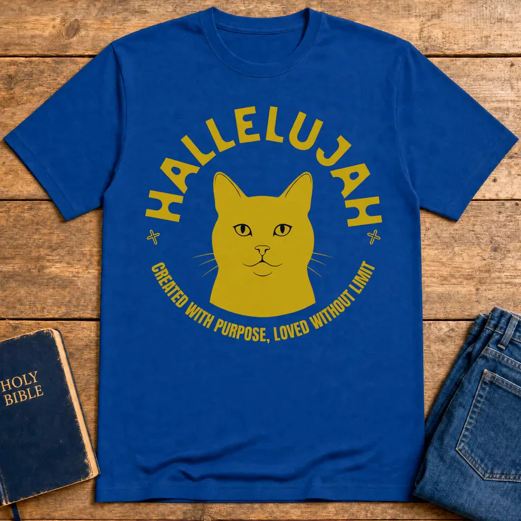 Hallelujah Cat T-Shirt - Royal