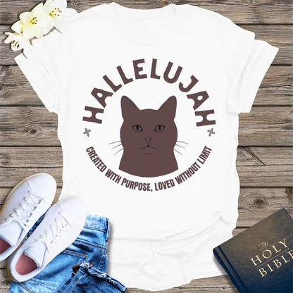 Hallelujah Cat T-Shirt - White
