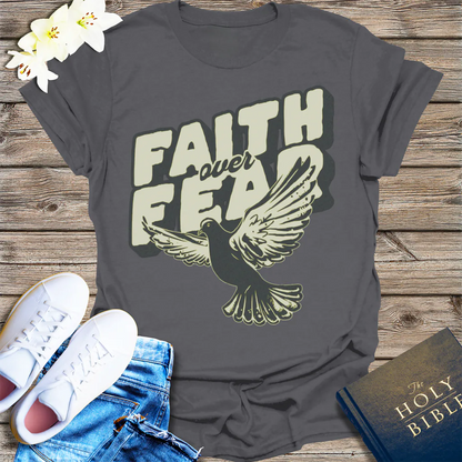 Faith Over Fear Dove T-Shirt - Charcoal