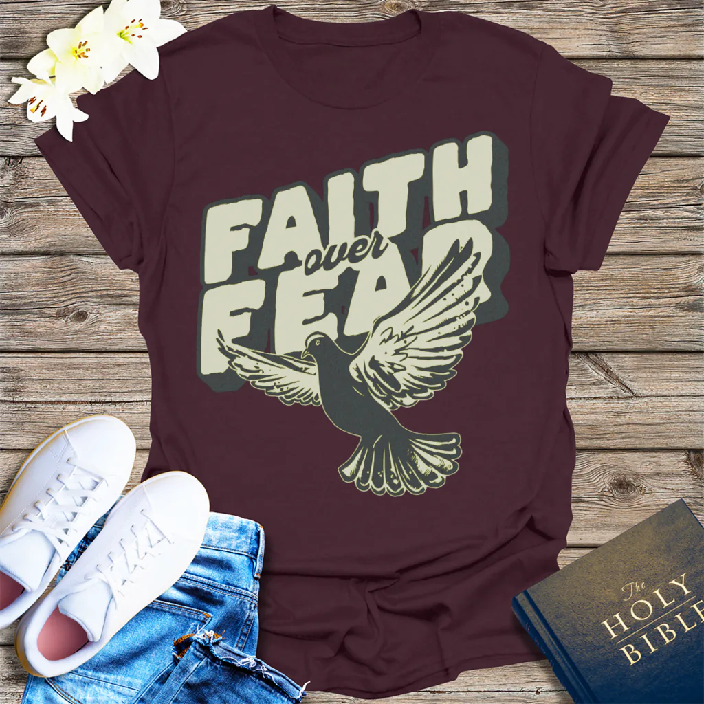 Faith Over Fear Dove T-Shirt - Dark Chocolate