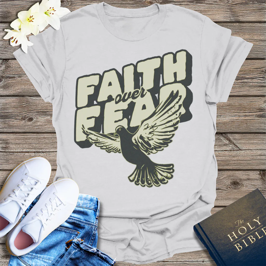 Faith Over Fear Dove T-Shirt - Ice Grey