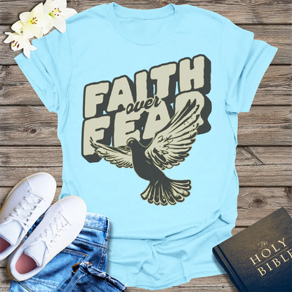 Faith Over Fear Dove T-Shirt - Light Blue