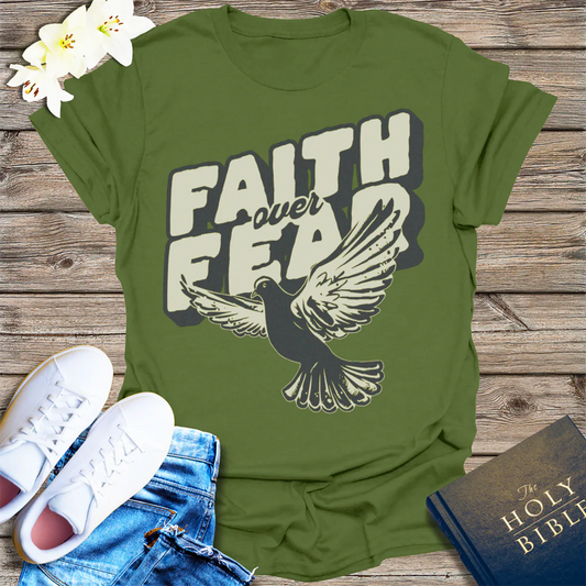 Faith Over Fear Dove T-Shirt - Military Green