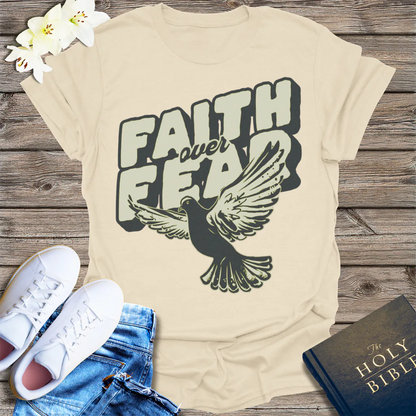 Faith Over Fear Dove T-Shirt - Natural