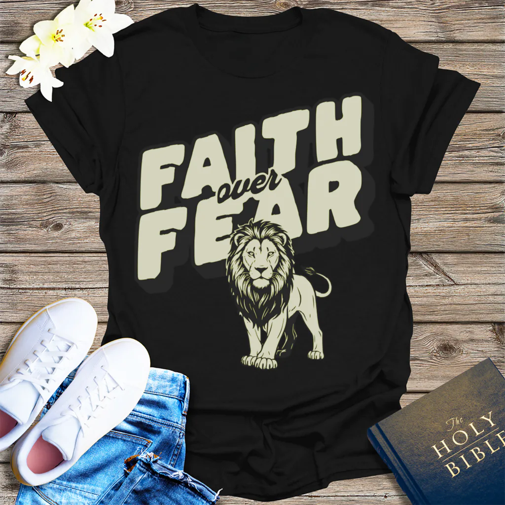 Faith Over Fear Lion T-Shirt - Black