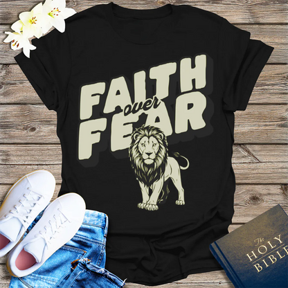 Faith Over Fear Lion T-Shirt - Black