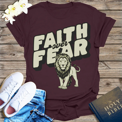 Faith Over Fear Lion T-Shirt - Dark Chocolate