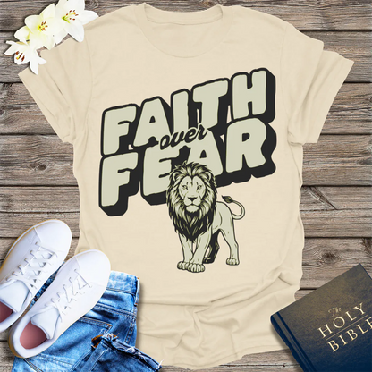 Faith Over Fear Lion T-Shirt - Natural