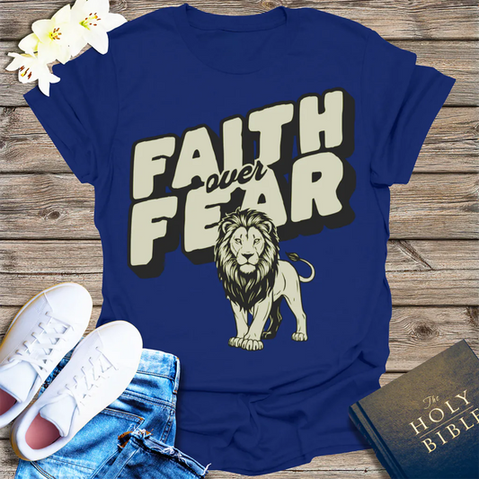 Faith Over Fear Lion T-Shirt - Navy