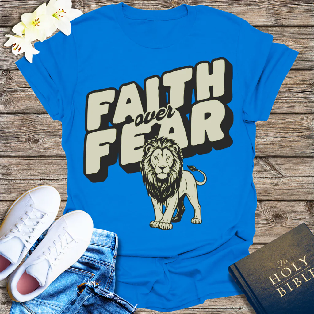 Faith Over Fear Lion T-Shirt - Royal