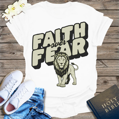 Faith Over Fear Lion T-Shirt - White
