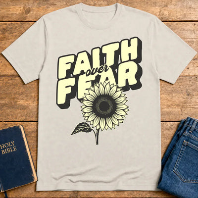 Faith Over Fear Sunflower T-Shirt - Ice Grey