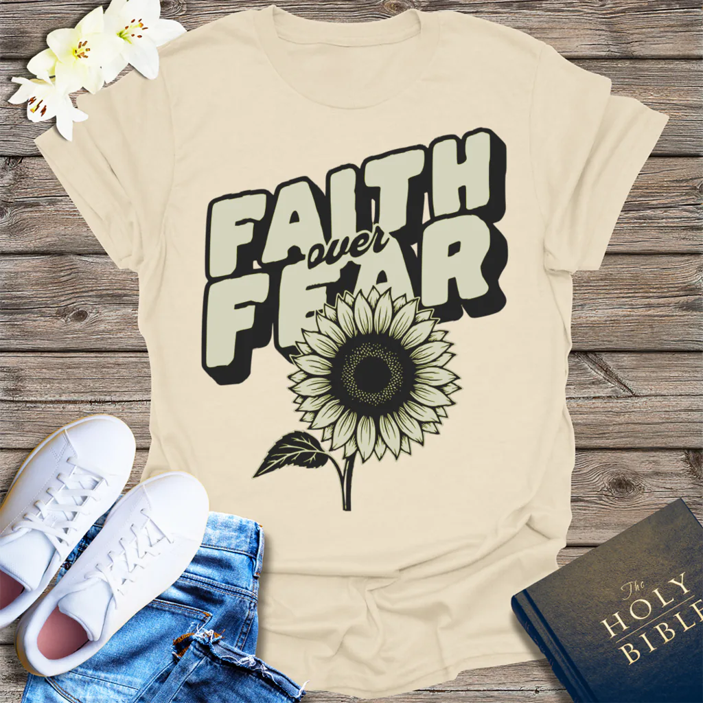 Faith Over Fear Sunflower T-Shirt - Natural