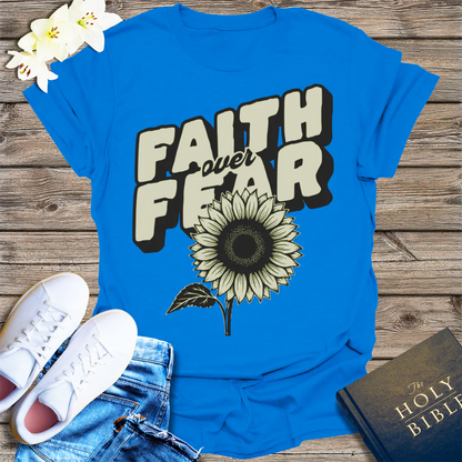 Faith Over Fear Sunflower T-Shirt - Royal