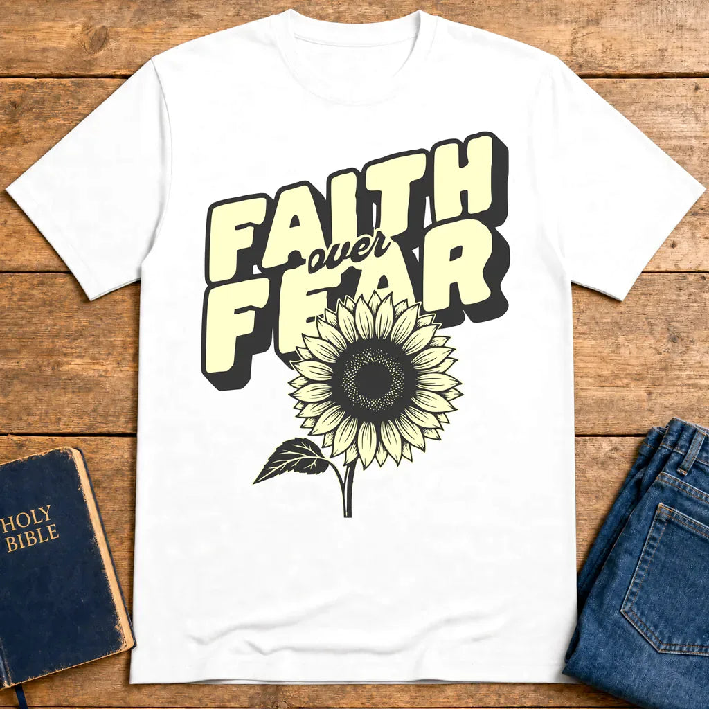 Faith Over Fear Sunflower T-Shirt - White