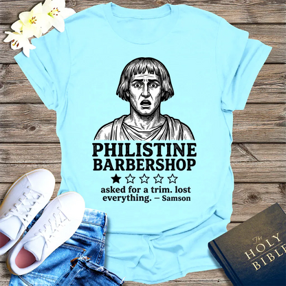 Philistine Barbershop T-Shirt - Light Blue
