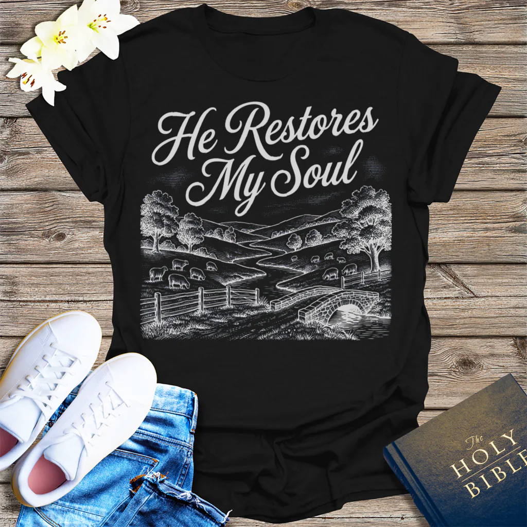 He Restores My Soul T-Shirt - Black