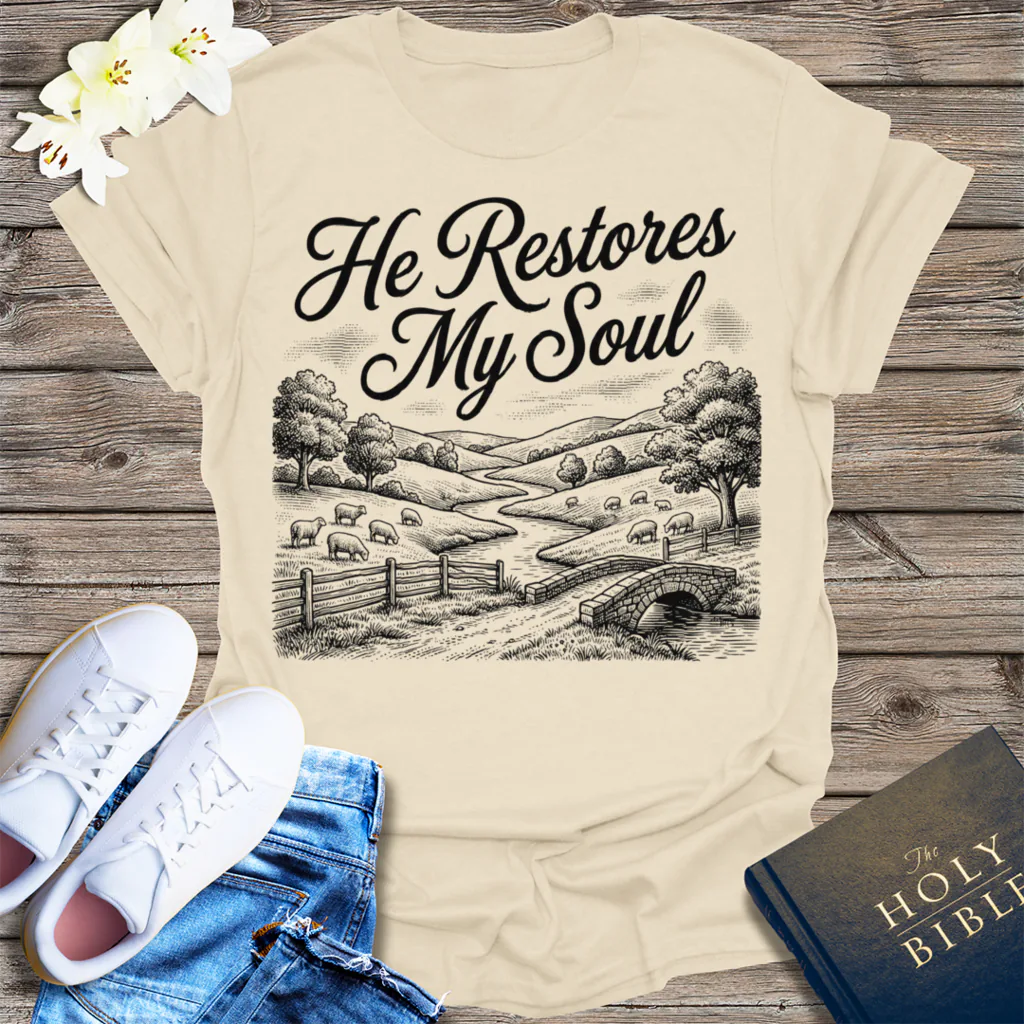 He Restores My Soul T-Shirt - Natural
