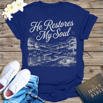 He Restores My Soul T-Shirt - Navy