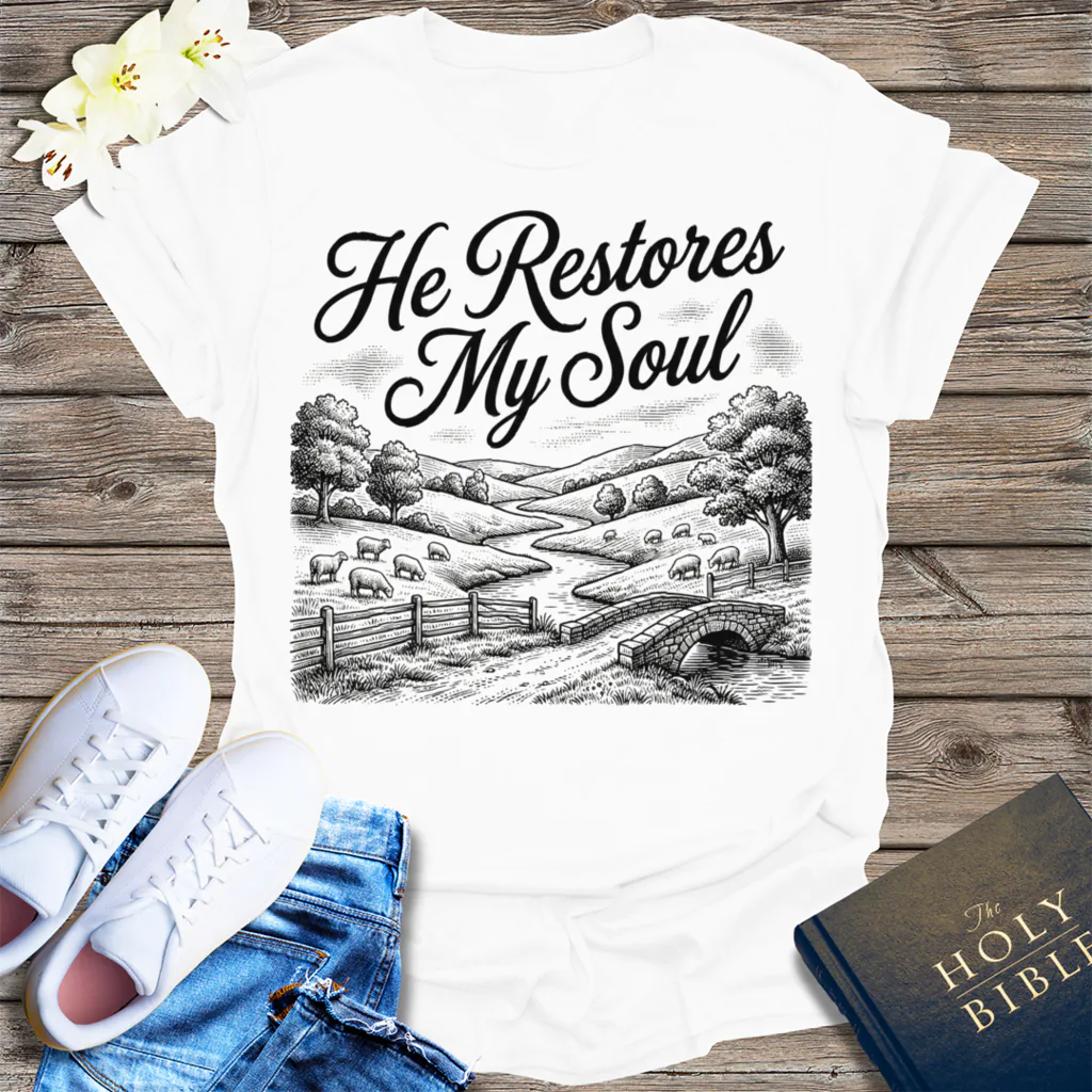 He Restores My Soul T-Shirt - White