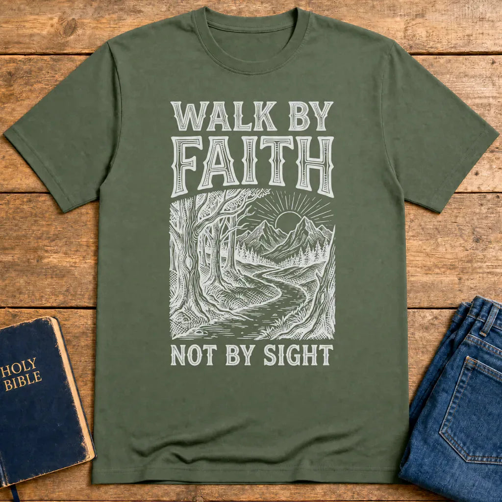 Walk by Faith T-Shirt - Military Green
