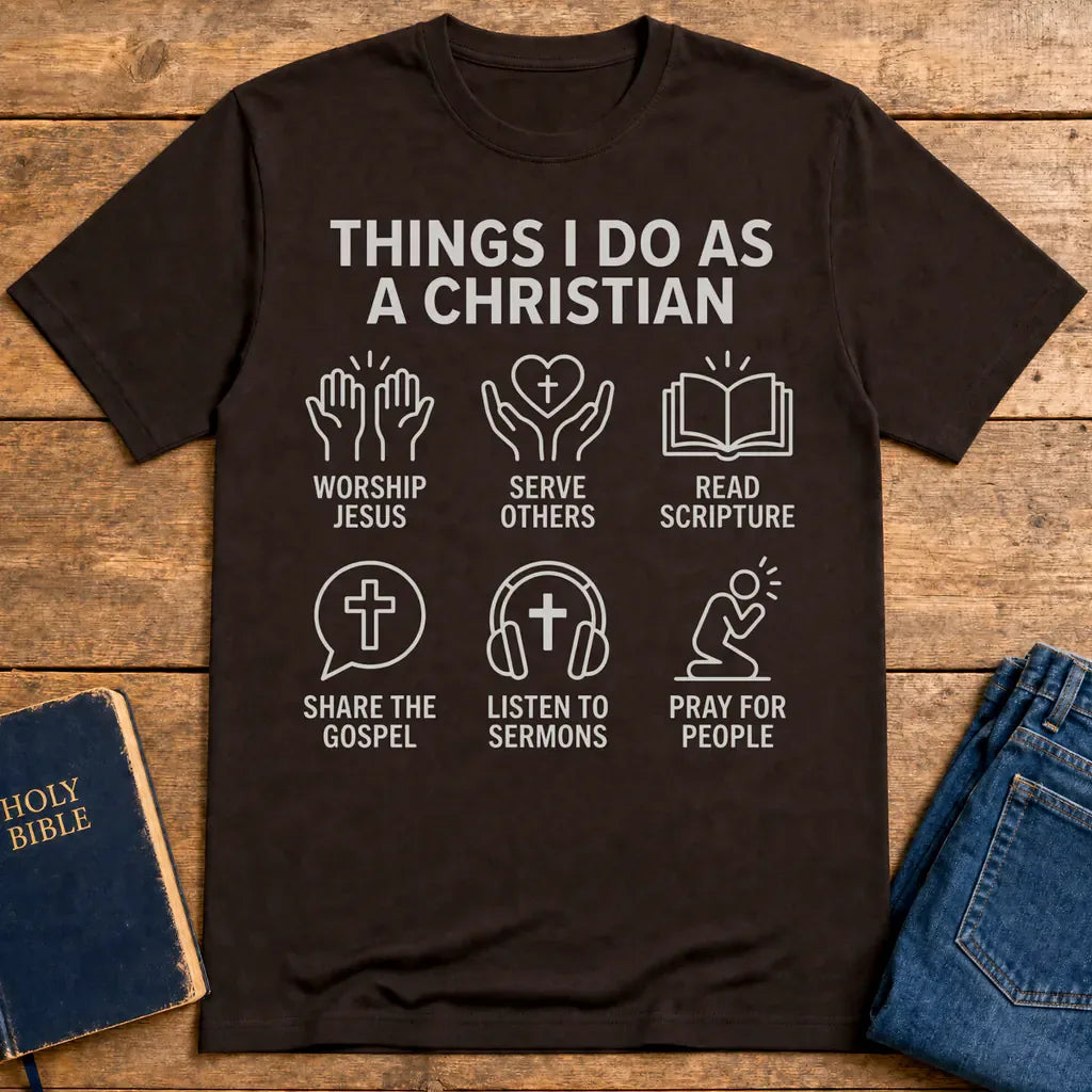 Things I Do As A Christian T-Shirt - Dark Chocolate