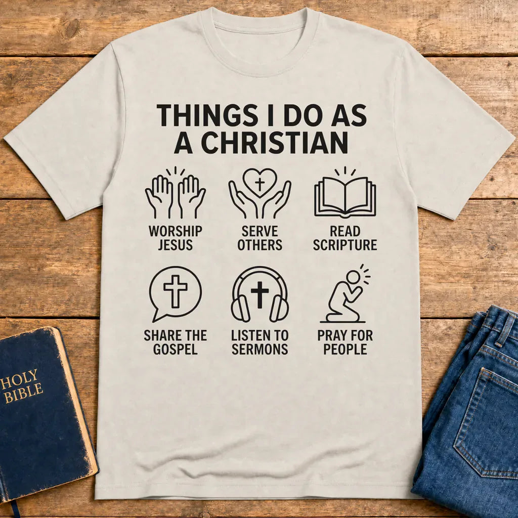 Things I Do As A Christian T-Shirt - Ice Grey