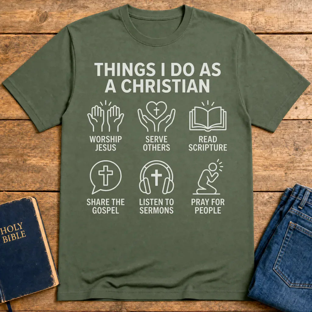 Things I Do As A Christian T-Shirt - Military Green