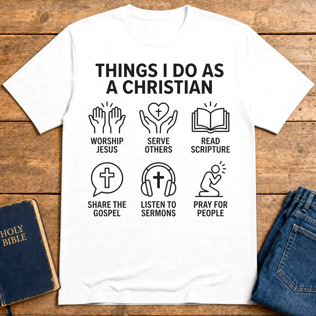 Things I Do As A Christian T-Shirt - White