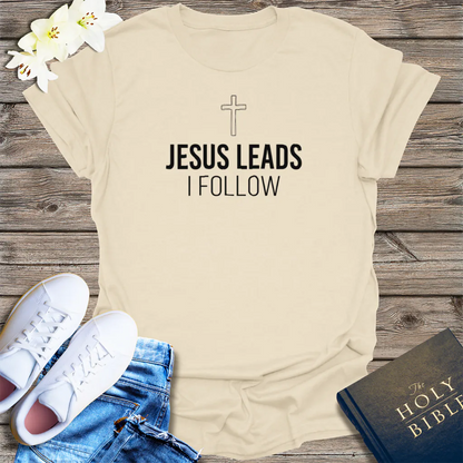 Jesus Leads I Follow T-Shirt - Natural