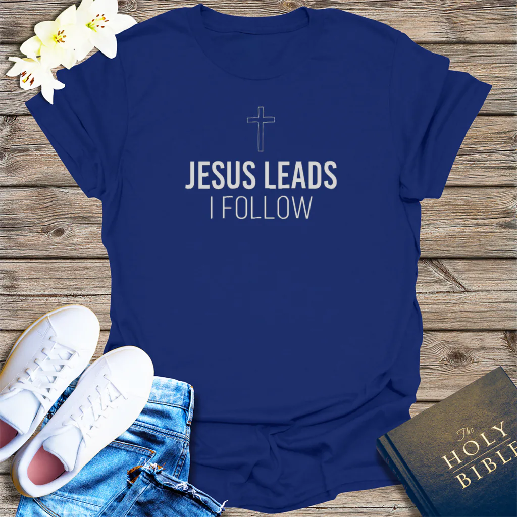 Jesus Leads I Follow T-Shirt - Navy