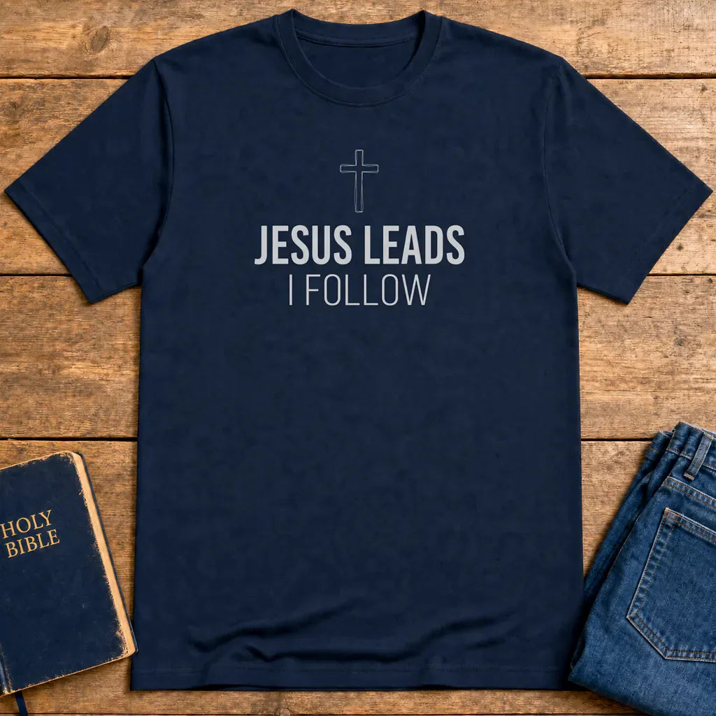 Jesus Leads I Follow T-Shirt - Navy