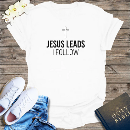 Jesus Leads I Follow T-Shirt - White