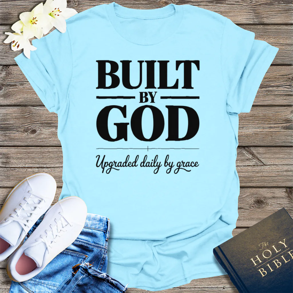 Built by God T-Shirt - Light Blue