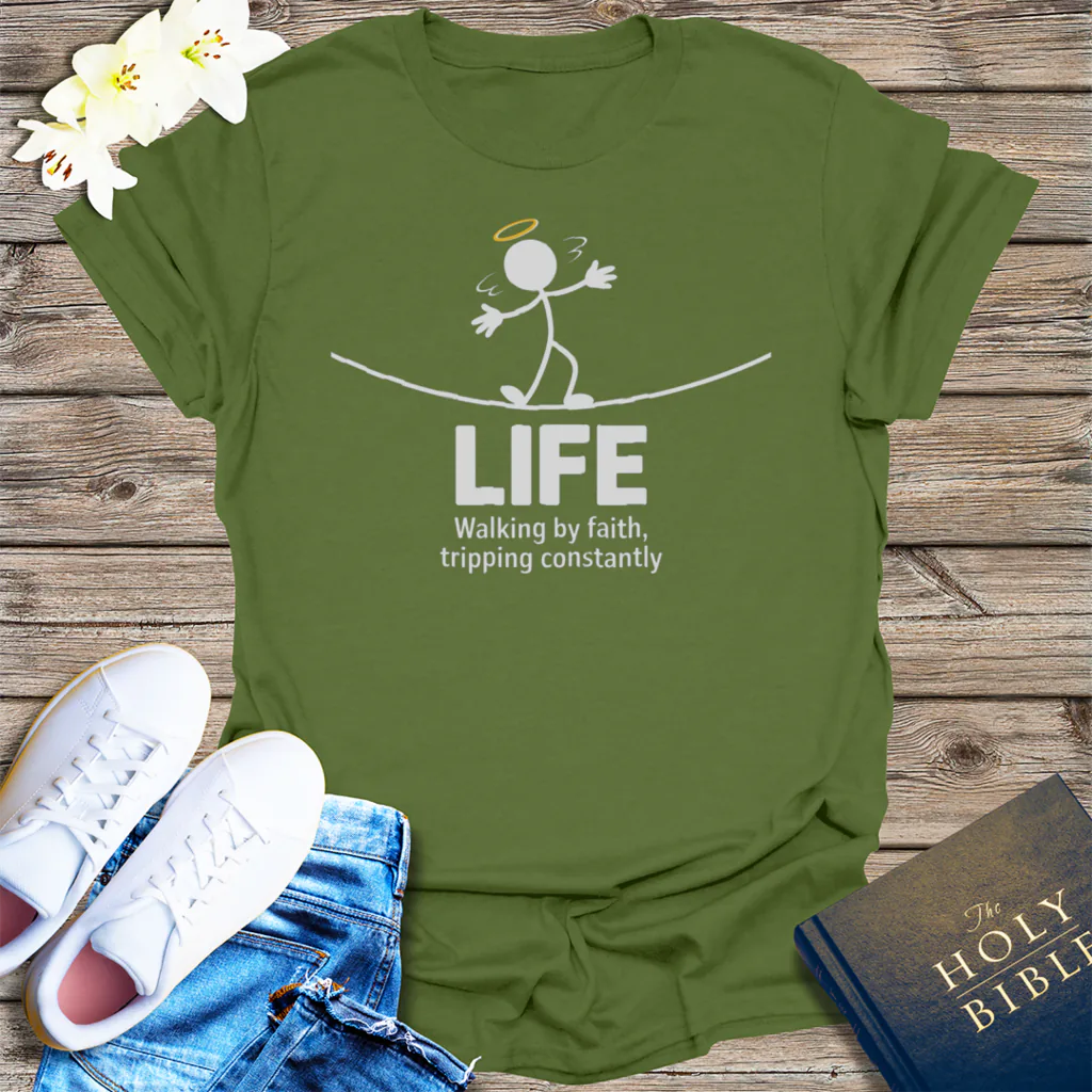 Walking in Faith T-Shirt - Military Green
