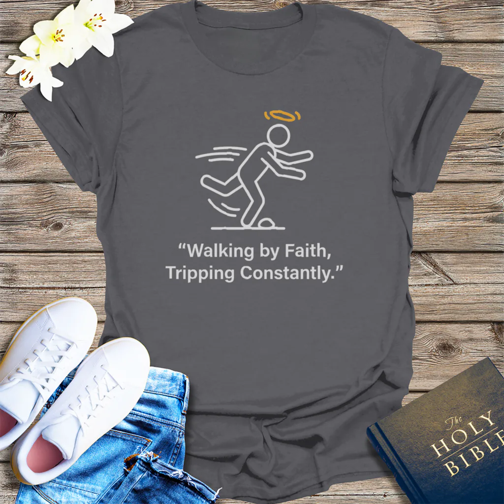 Walking by Faith T-Shirt - Charcoal