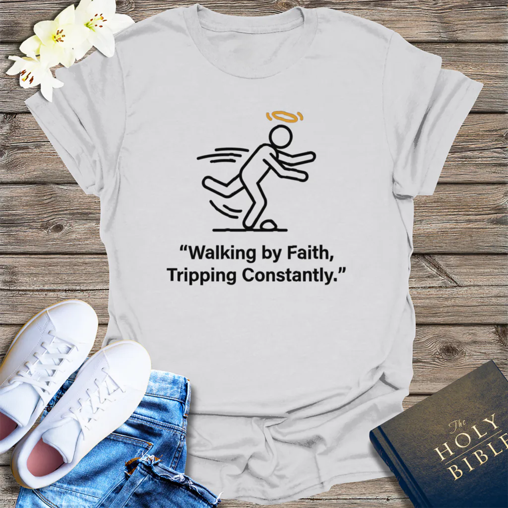 Walking by Faith T-Shirt - Ice Grey