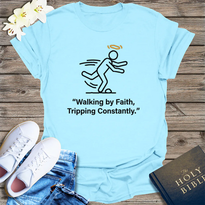Walking by Faith T-Shirt - Light Blue
