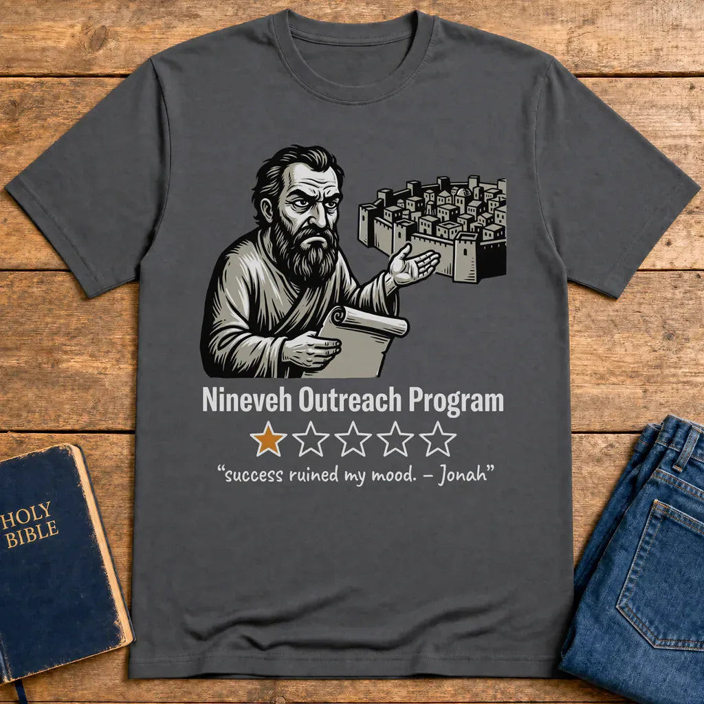 Nineveh Outreach Review T-Shirt - Charcoal