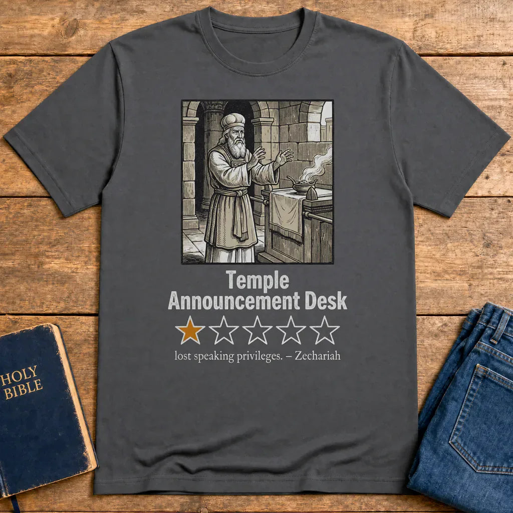 Temple Announcement Desk T-Shirt - Charcoal