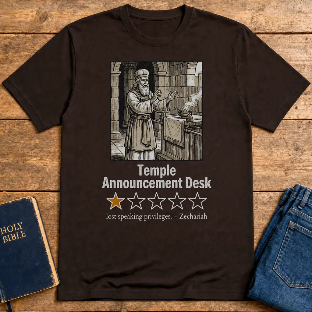 Temple Announcement Desk T-Shirt - Dark Chocolate