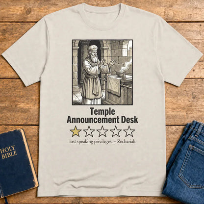 Temple Announcement Desk T-Shirt - Ice Grey