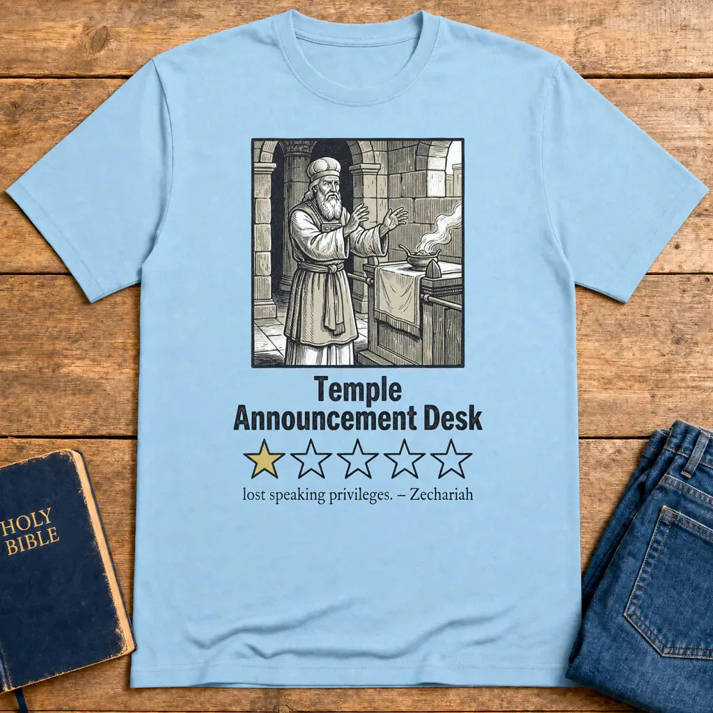 Temple Announcement Desk T-Shirt - Light Blue