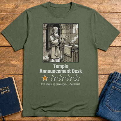 Temple Announcement Desk T-Shirt - Military Green