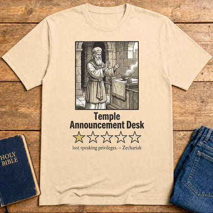 Temple Announcement Desk T-Shirt - Natural