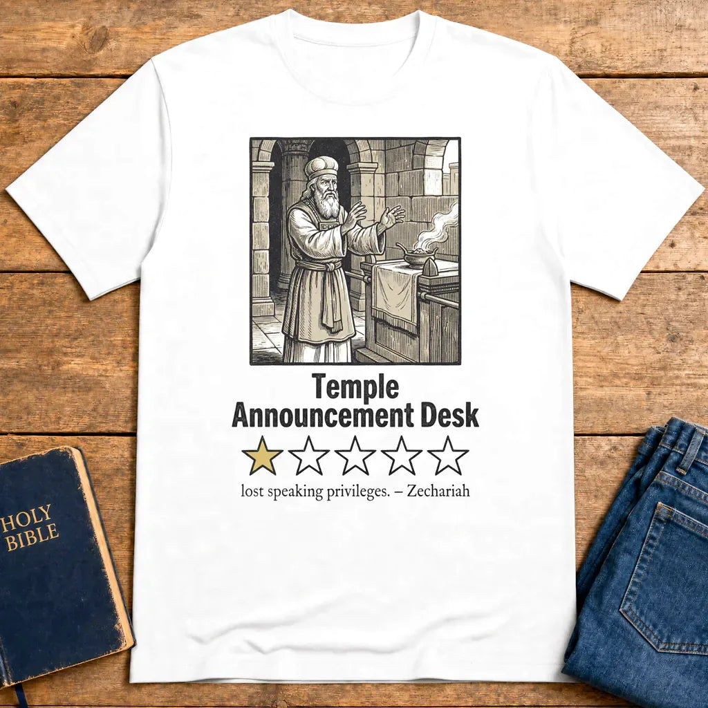 Temple Announcement Desk T-Shirt - White