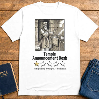 Temple Announcement Desk T-Shirt - White