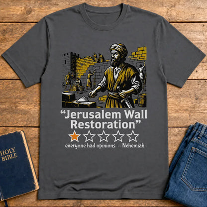 Jerusalem Wall Restoration T-Shirt - Charcoal